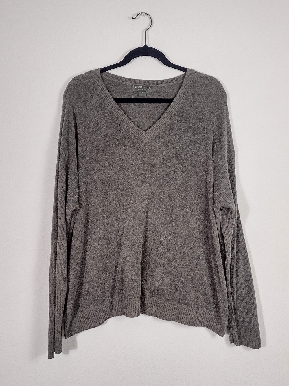 Barefoot Dreams Light Green CozyChic Ultra Lite V-Neck Raglan Sleeve Sweater XL